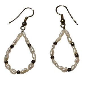 Vintage Faux Pearl Hoop Teardrop Dangle Earrings Retro Fashion Jewelry Women